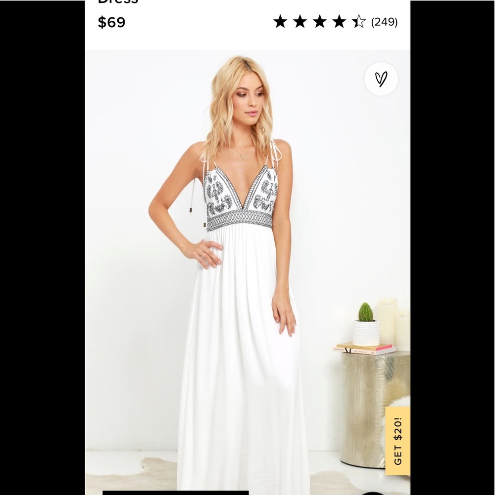 Lulus white maxi dress, size small